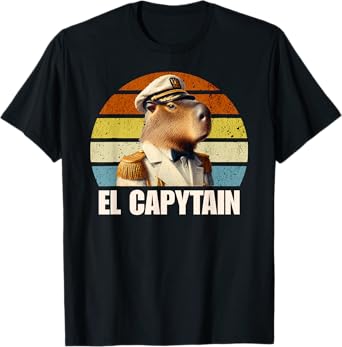 Vintage El Capytain Funny Capybara T-Shirt