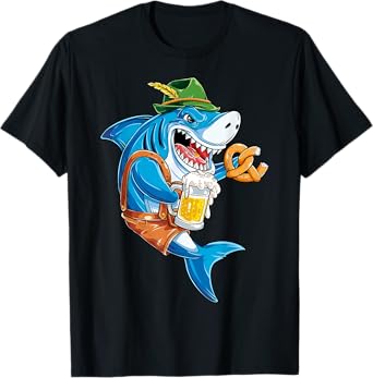 Shark Oktoberfest Lederhosen Costume Men Jawsome Beer Fest T-Shirt