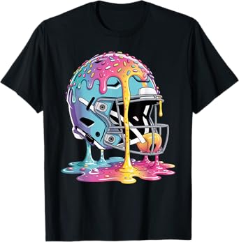 Ice Cream Drip Football Stuff Boys QB RB Lineman WR Drippy T-Shirt