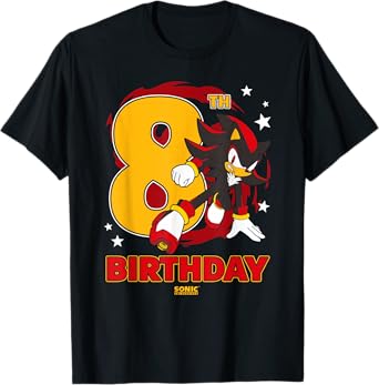 Sonic The Hedgehog Epic Shadow 8th Birthday Big Chest Logo T-Shirt