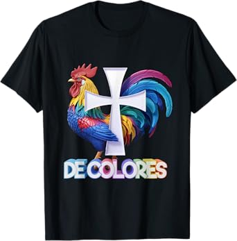 DeColores Cursillo Rainbow Rooster Catholic T-Shirt