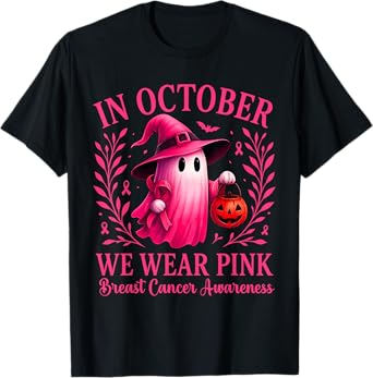 Breast Cancer Women Halloween in October We Wear Pink T-Shirt