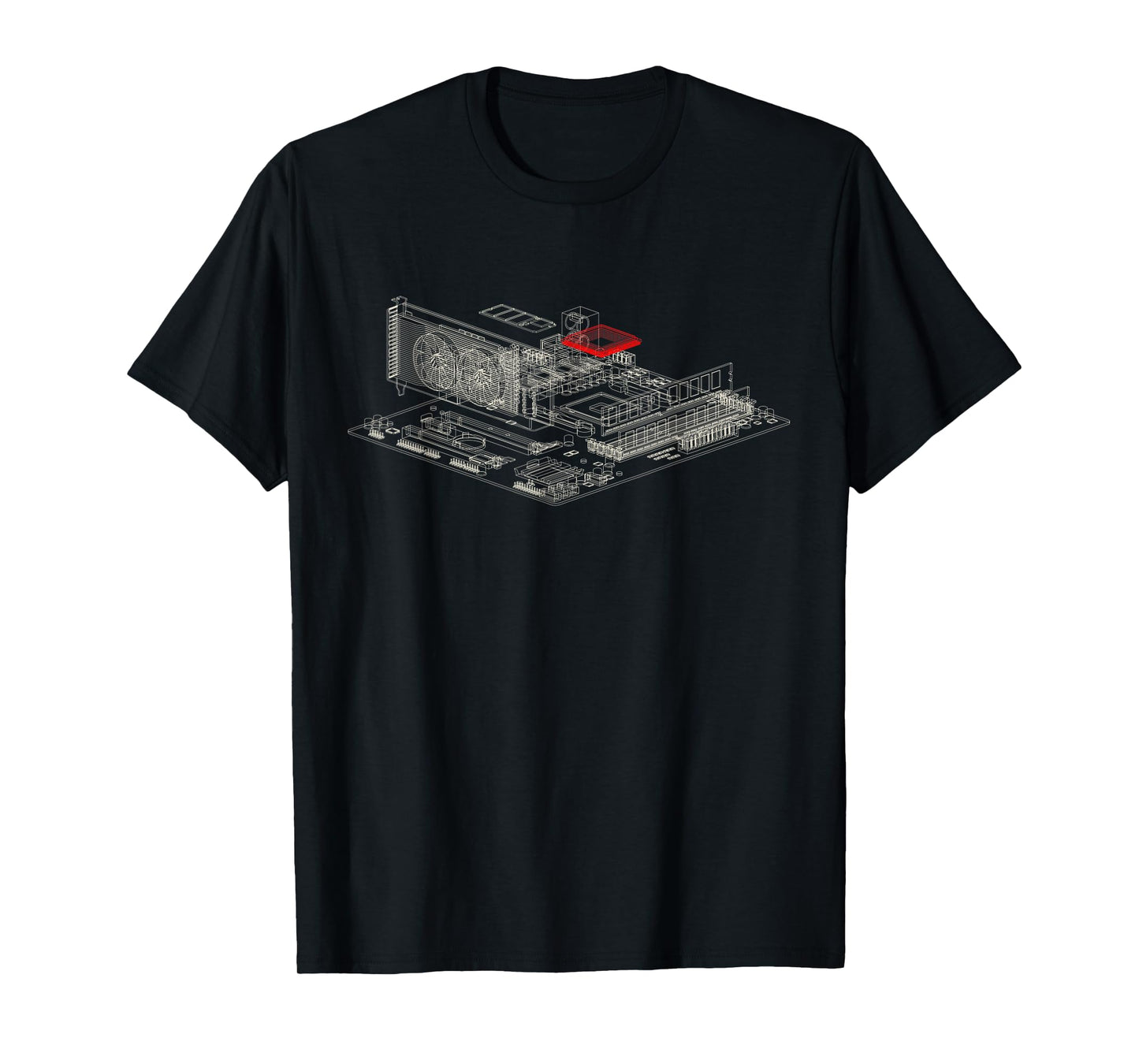 Graphics Card Wireframe, Computer GPU IT Tech Geek Nerd Gift T-Shirt