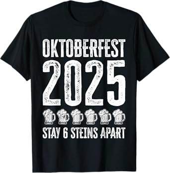 Oktoberfest 2025 6 Stein Apart Beer October Funny Drinking T-Shirt