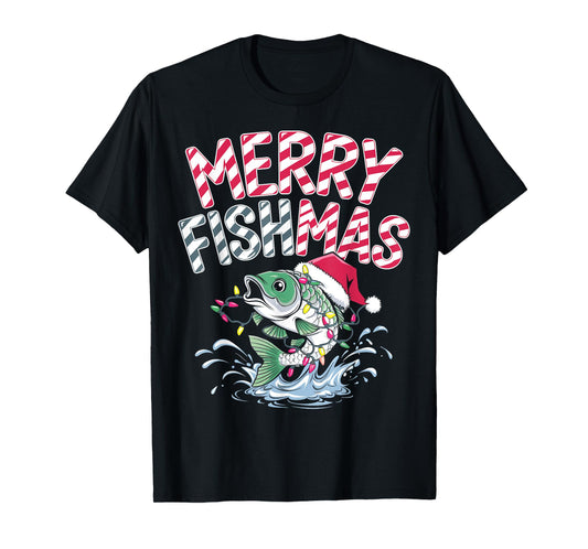 Merry Fishmas Santa Fishing Lovers Funny Fisherman Christmas T-Shirt