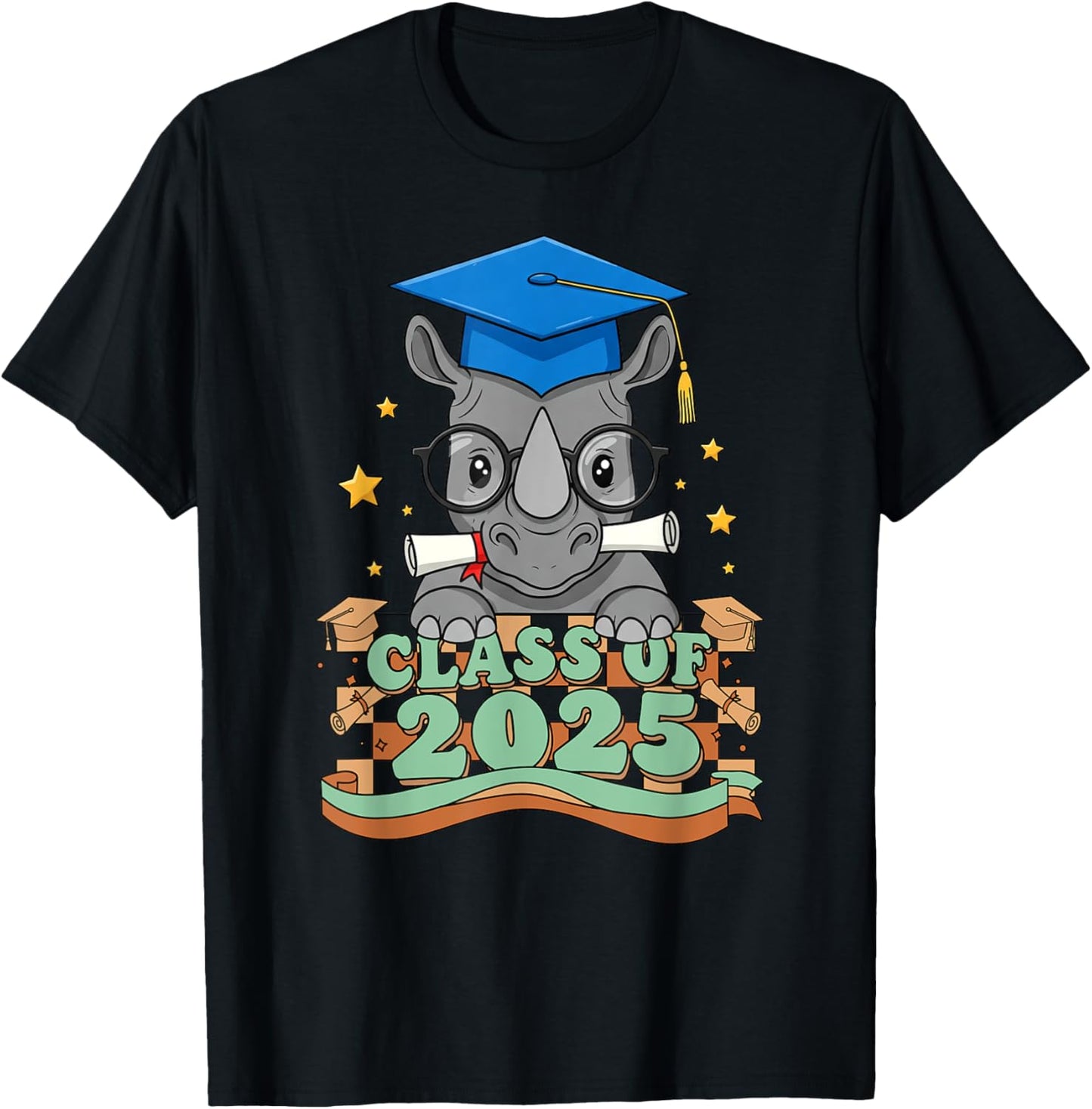 Graduate Rhino Class Of 2025 Kids Mens Womens Graduation T-shirt by TeeBrew