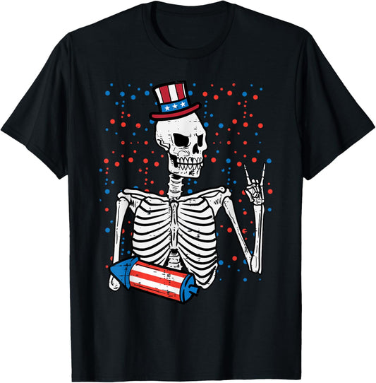 4th July Rocker Skeleton Patriotic Rock Men Boys Kids Teen T-Shirt