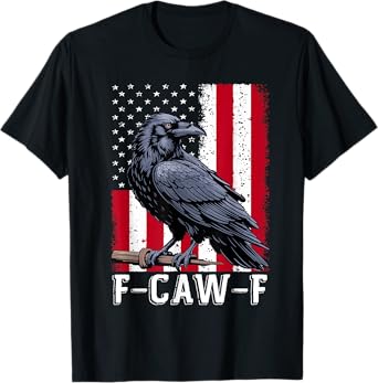 F-Caw-F Black Crow Black Bird Retro USA Flag Vintage F-Caw-F T-Shirt