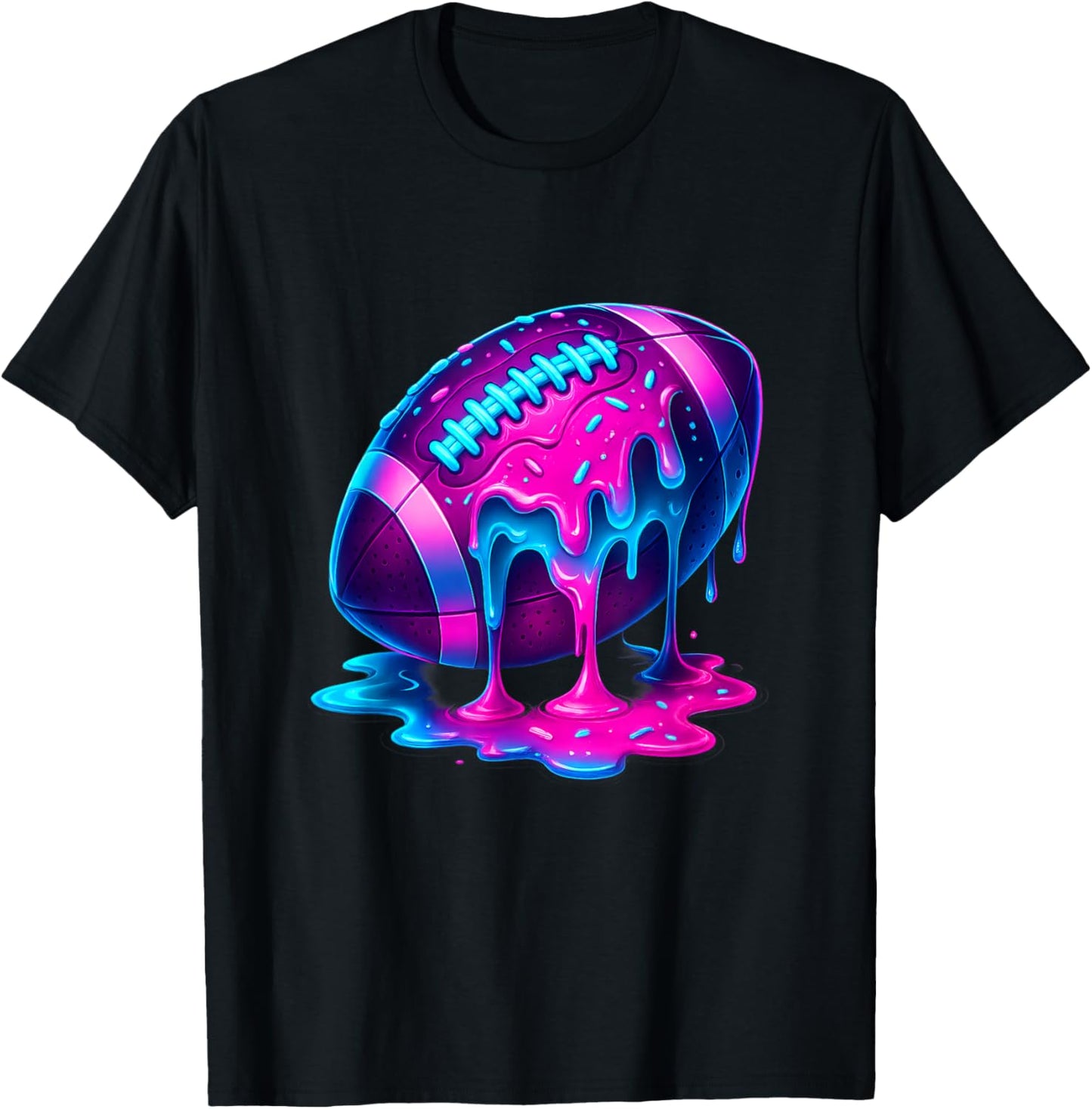 Football Drip Ice Cream for Lineman WR QB RB Men Sprinkles T-Shirt