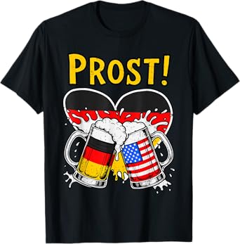 Oktoberfest Prost Beer German USA Flag Lederhosen Festival T-Shirt