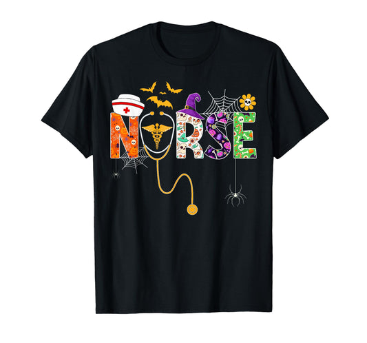 Halloween Nurse Life Funny Nursing Stethoscope Spooky Nurse T-Shirt