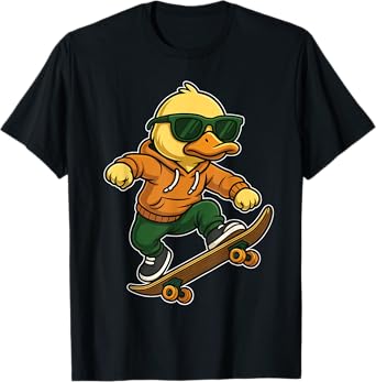 Skateboard Duck Riding Skateboard Skater Duck Graphic T-Shirt