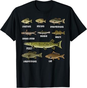 Types Of Freshwater Fish Sorts Species Fishing T-Shirt T-Shirt
