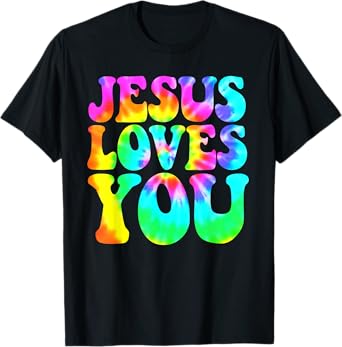 Jesus Loves You Retro Groovy Style Graphic Design Women T-Shirt