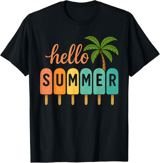 Hello Summer Beach Vacation Ice Cream Popsicle Gift Women T-Shirt