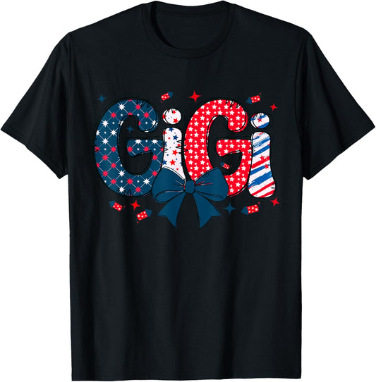 4th July Gigi Coquette Red, White and Blue Independence Day T-Shirt