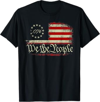 Vintage Old American Flag Patriotic 1776 We The People USA T-Shirt
