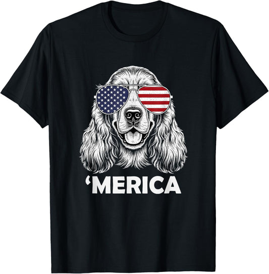 Merica Cocker Spaniel 4th Of July For Dog Lover T-shirt