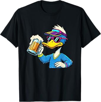 Retro Vintage Duck Animal Cheers Beer Cool Funny T-Shirt
