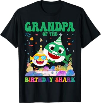 Funny Grandpa Of The Birthday Shark Kid Family Bday Matching T-Shirt