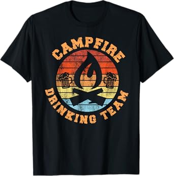 Camping Drunk Alcohol Retro Vintage Campfire Drinking Club T-Shirt