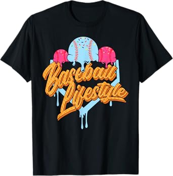 Baseball Lifestyle Home Plate Ice Cream Drip Men Boys Kids T-Shirt