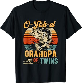 O Fish Al Grandpa Twins Baby Announcement Fishing Fisherman T-Shirt