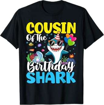 Cousin Birthday Kids Shark Party Matching Family T-Shirt