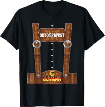 Oktoberfest Lederhosen Costume Cute German Bavarian Men Boys T-Shirt