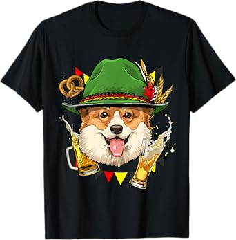 Oktoberfest Corgi Dog Germany Beer Fest German Corgi Lover T-Shirt