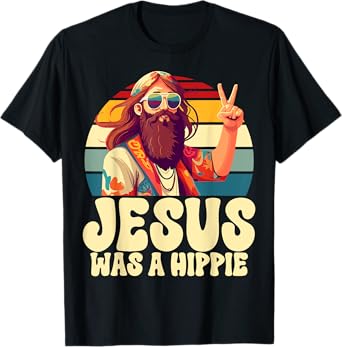 Jesus was a Hippie T-Shirt, Small, Black