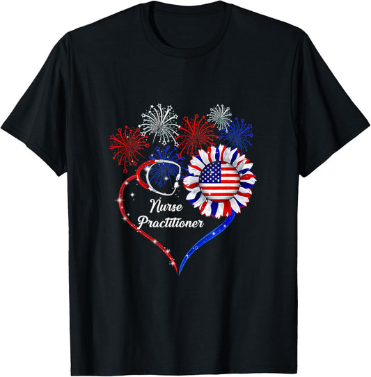Patriotic Nurse Practitioner 4th Of July American Flag T-shirt