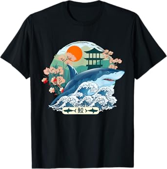 Japanese Shark Great Wave Kanagawa Japan Vintage Art T-Shirt