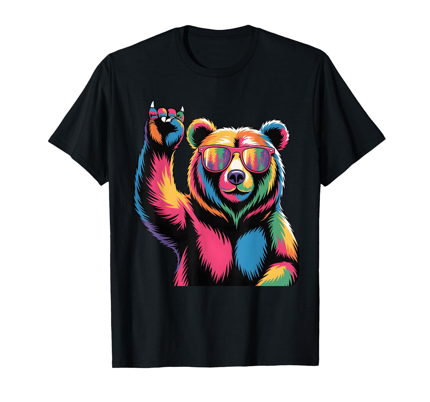 Rocking Bear Sunglasses Wildlife Colorful Bear Rock N Roll T-Shirt