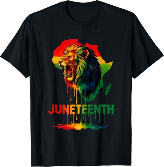 Juneteenth Lion African Pride June 19th Men Women & Kids T-Shirt