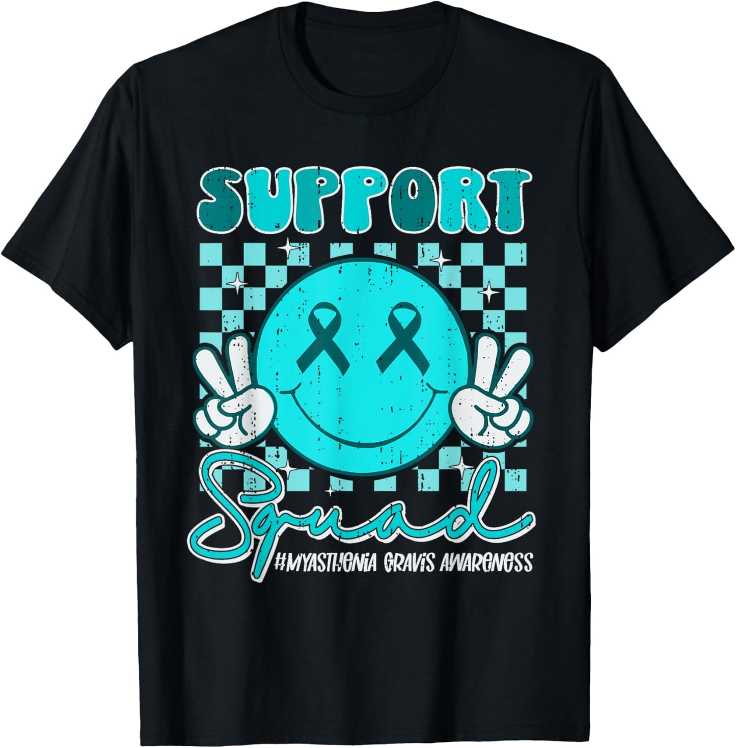 Support Squad Myasthenia Gravis Awareness Teal Ribbon MG T-Shirt