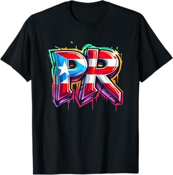 PR Graffiti Puerto Rico Flag Spray Paint Street Art Fun Cool T-Shirt