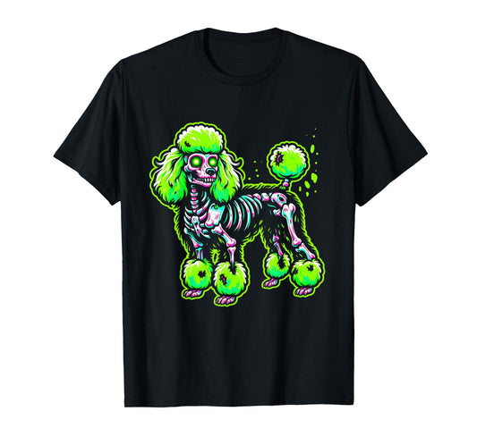 Zombie Poodle Dog Ghost Dark Halloween Horror Skeleton Gifts T-Shirt for Men Women Kids