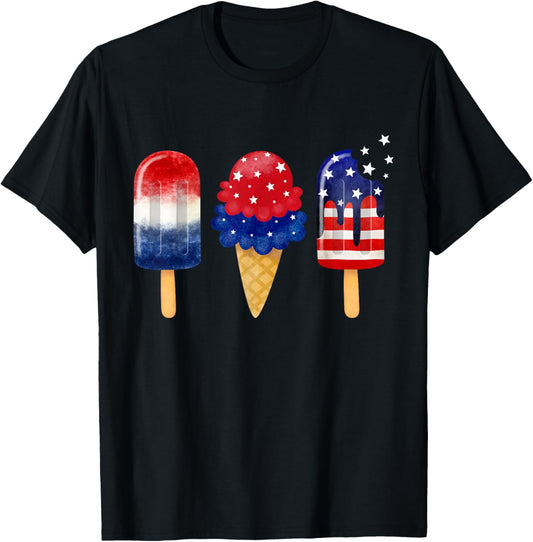 4th of July Popsicle American Flag Patriotic Summer Boy Girl T-Shirt