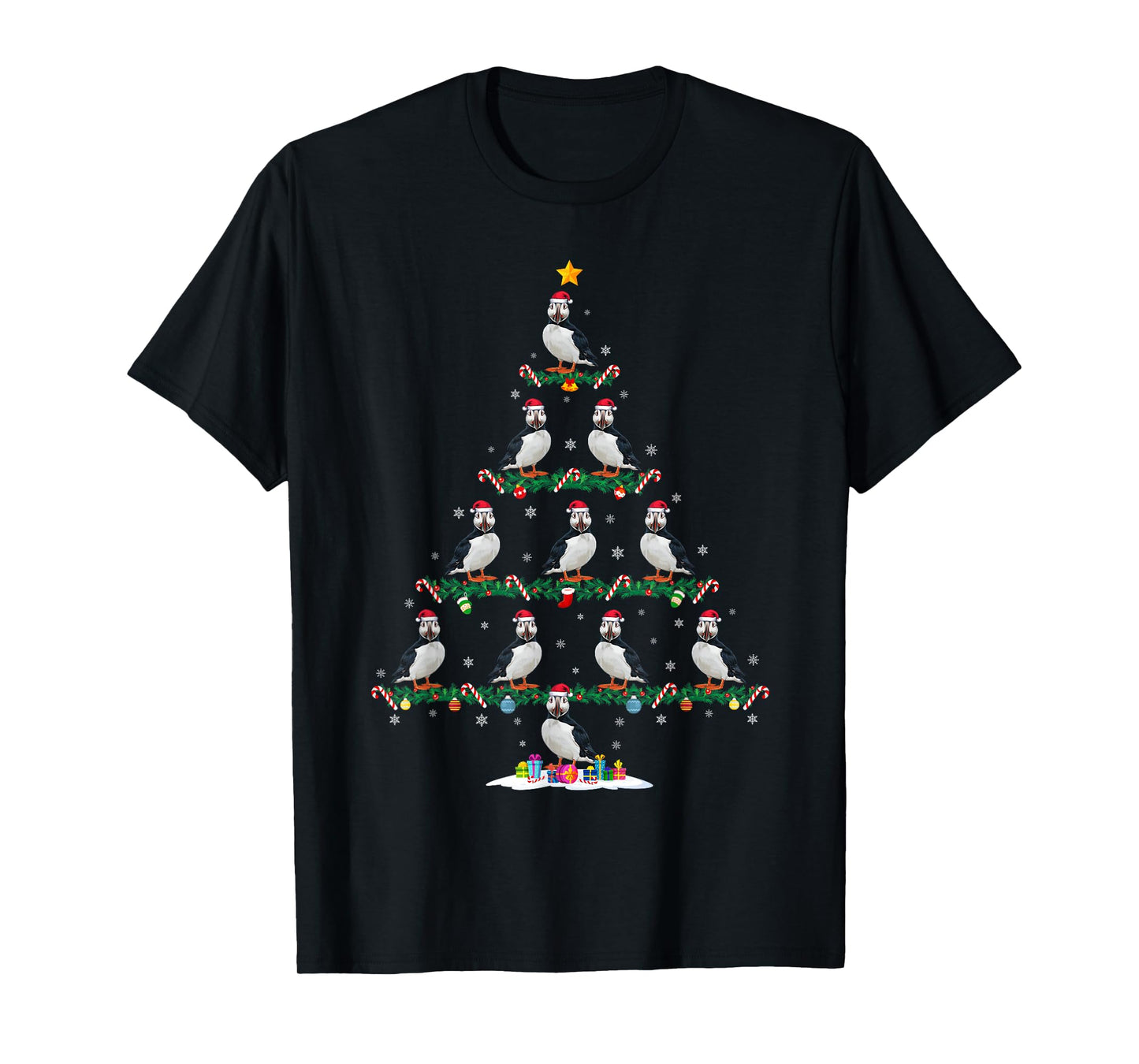 Puffin Christmas Tree Pajama Men Women Kids Ugly Xmas T-Shirt
