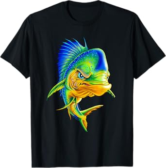 Angry Mahi Mahi Fish Sport Fishing Fisherman Sea Crew T-Shirt