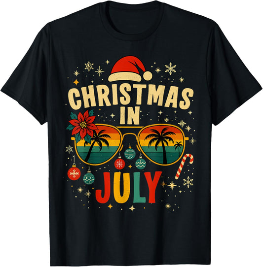 Christmas In July Sunglasses Beach Santa Hat Men Women Kid T-shirt