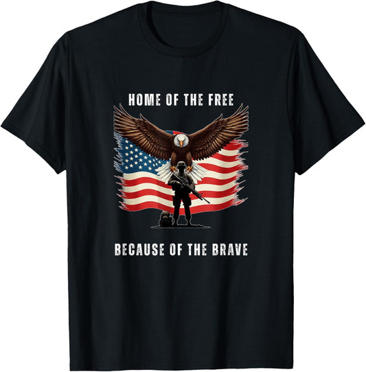 Patriotic American Flag Bald Eagle Soldier 4th Of July T-shirt