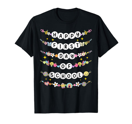 Happy First Day Of School Friendship Bracelets Teacher Kids T-Shirt