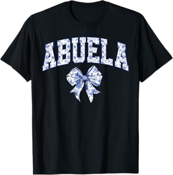 Abuela Coquette Toile Blue Bow Floral Family Matching T-Shirt