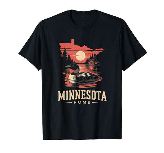 Minnesota Home Lake Loon MN Map Outline T-Shirt