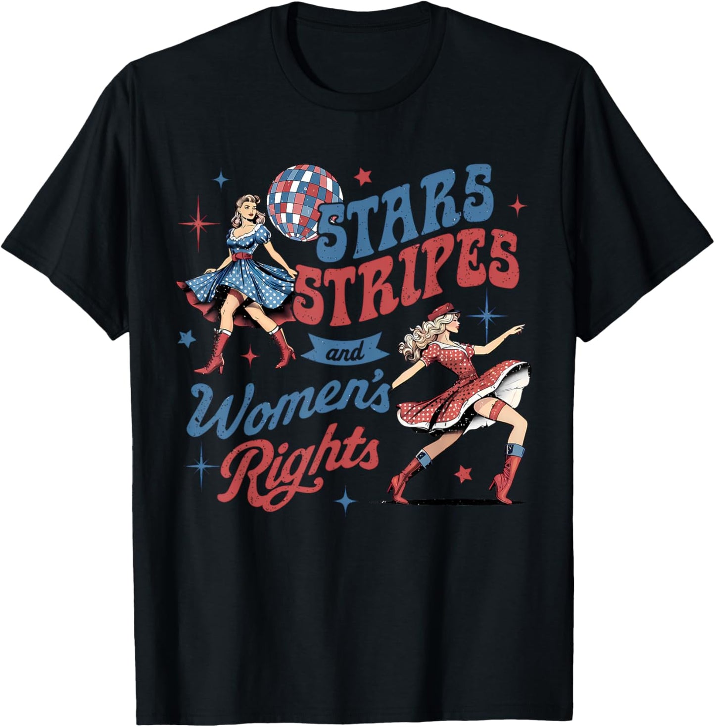 Stars Stripes & Equal Rights 4th Of July Retro Groovy Women T-shirt