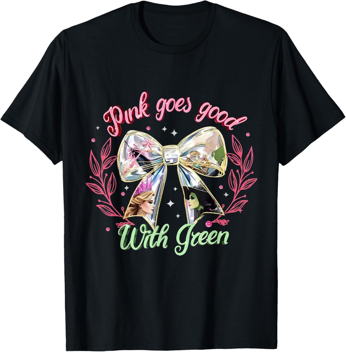 Pink Witch Goes Good With Green Halloween Witch Women Girls T-Shirt