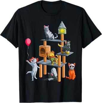Funny Cat Horror Movies Cute Halloween for Cat Kitty Lovers T-Shirt