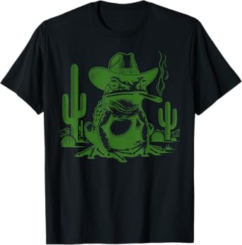 Vintage Cowboy Frog Smoking Weed Pot Marijuana Cannabis 420 T-Shirt